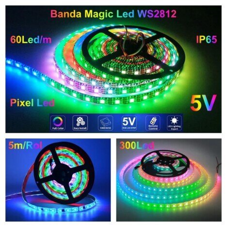 BANDA LED WS2812 DIGITAL PIXEL 5050 RGB 60D-5V / IP65